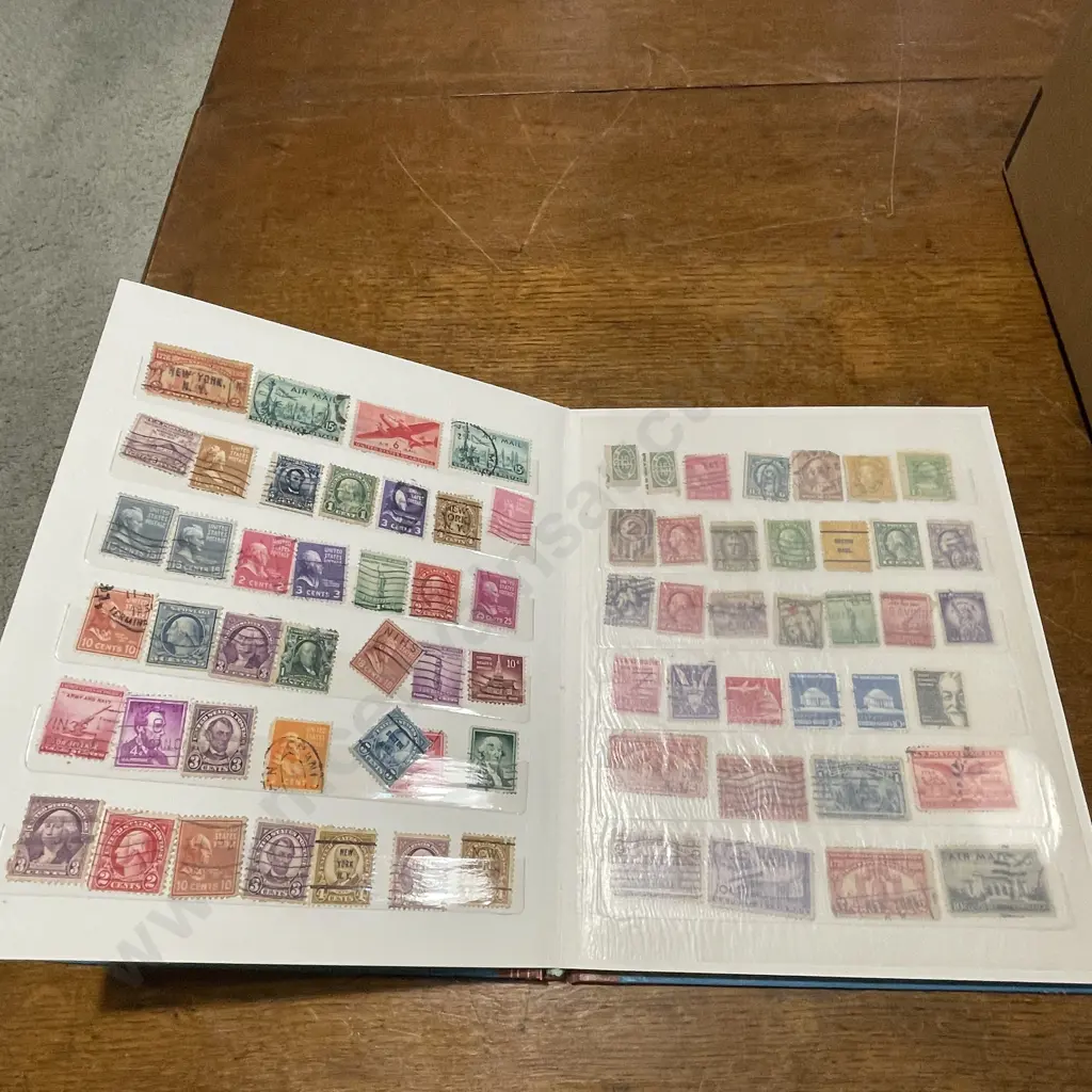 Stamp Album with 6 pages of USA Stamps Image 1++