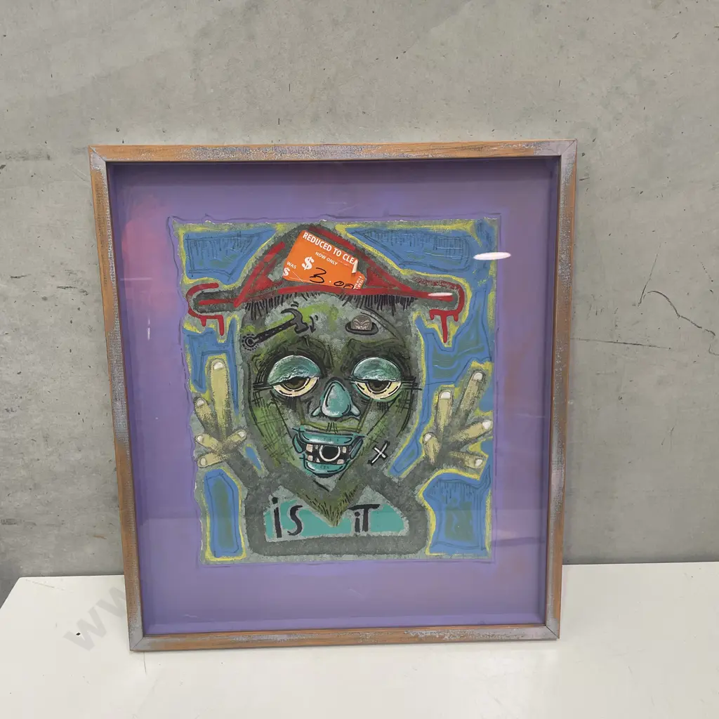 Boxed Framed and Glazed Jeremy Roberts Abstract Artwork. Study for "The Vat$ are Running too fast for me" 55x49cm Image 1++