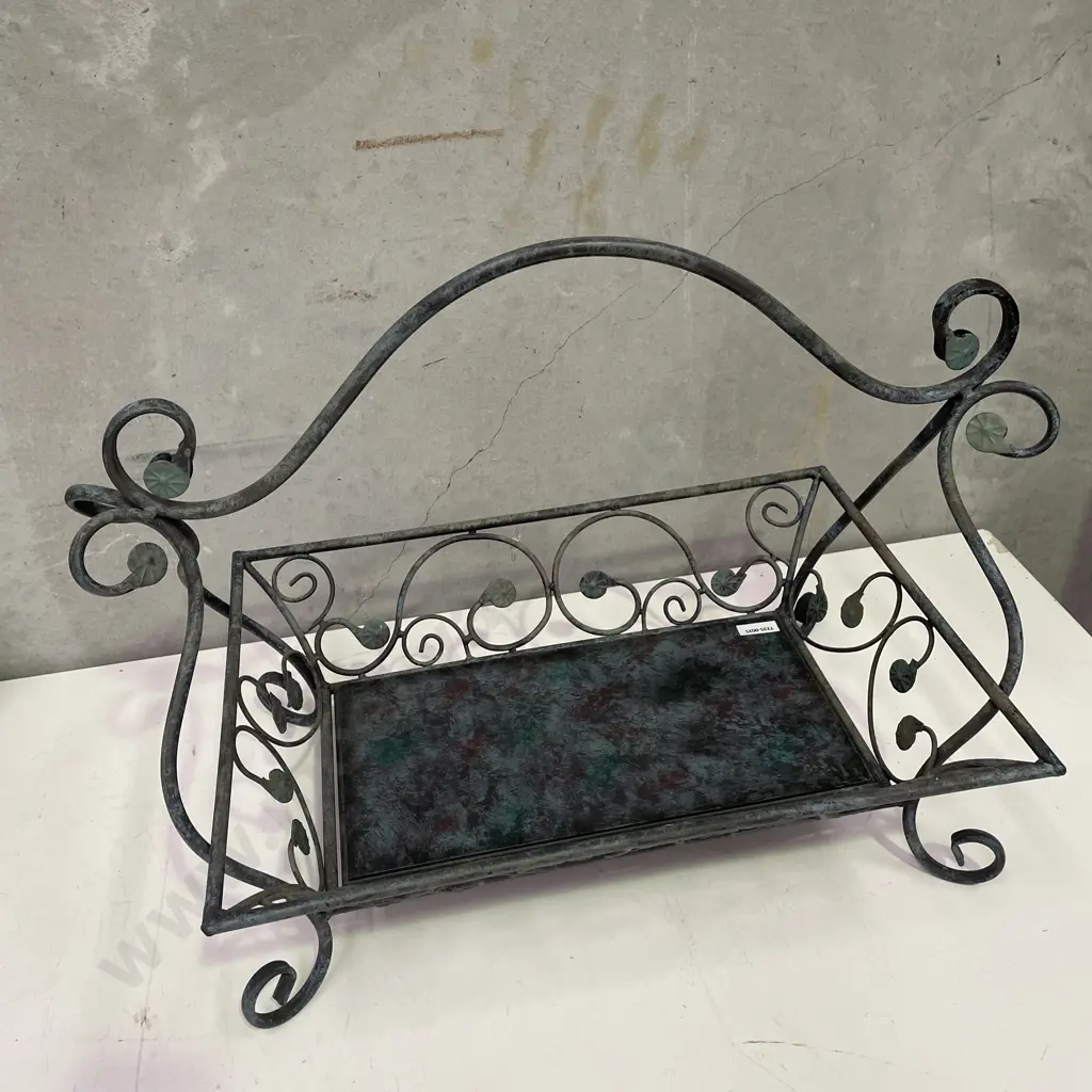 Wrought Iron Handled Basket/Tray H45cm 55 x 33cm Image 1++