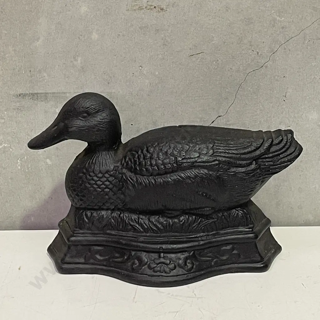 Vintage Black painted Cast Iron Duck Door Stop L30 H21cm Image 1++