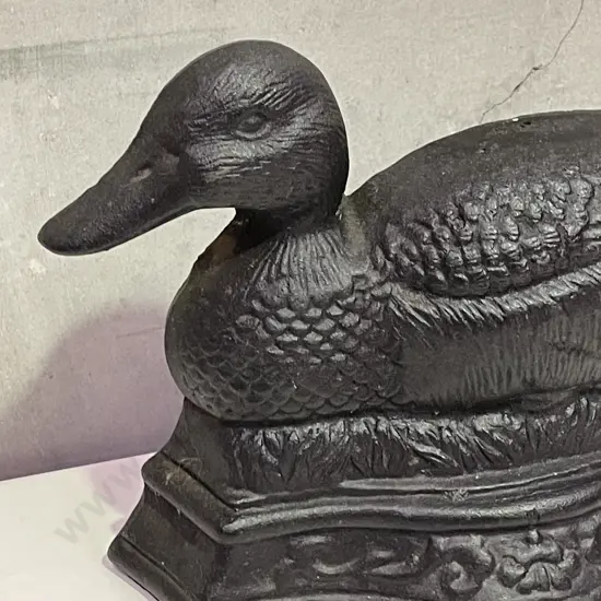 Vintage Black painted Cast Iron Duck Door Stop L30 H21cm