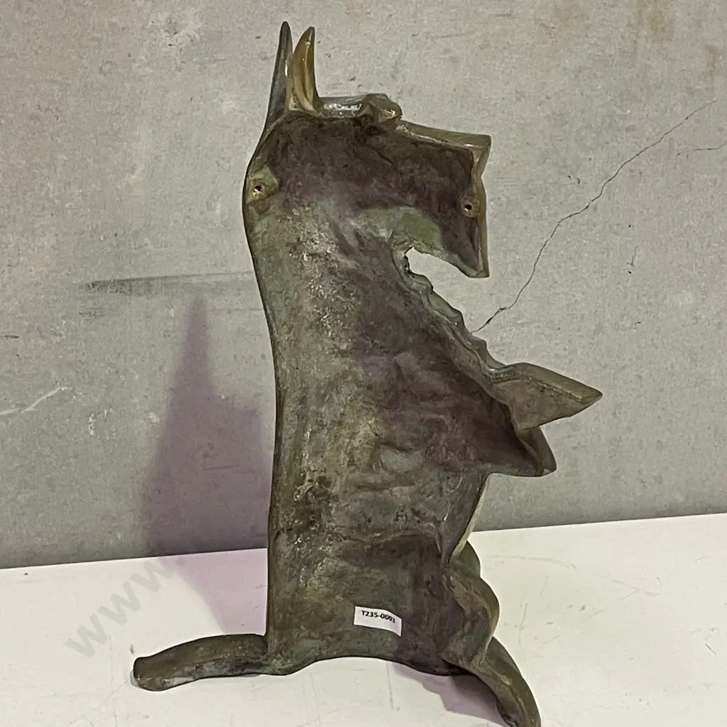 Vintage Solid Moulded Brass Scottie Dog Door Stop H37cm Image 1++