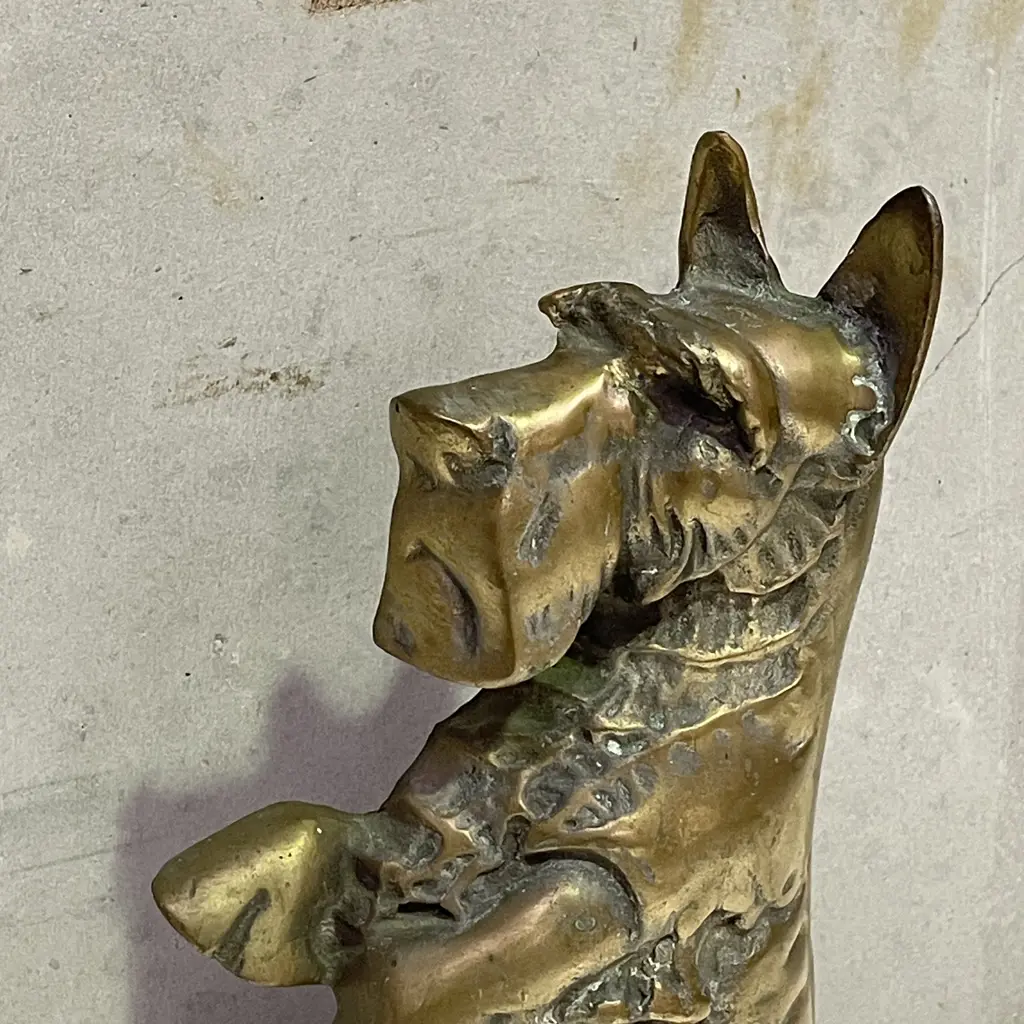 Vintage Solid Moulded Brass Scottie Dog Door Stop H37cm Image 1++