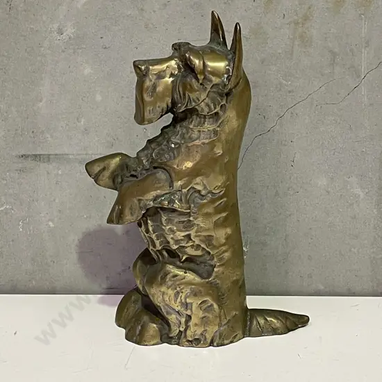 Vintage Solid Moulded Brass Scottie Dog Door Stop H37cm