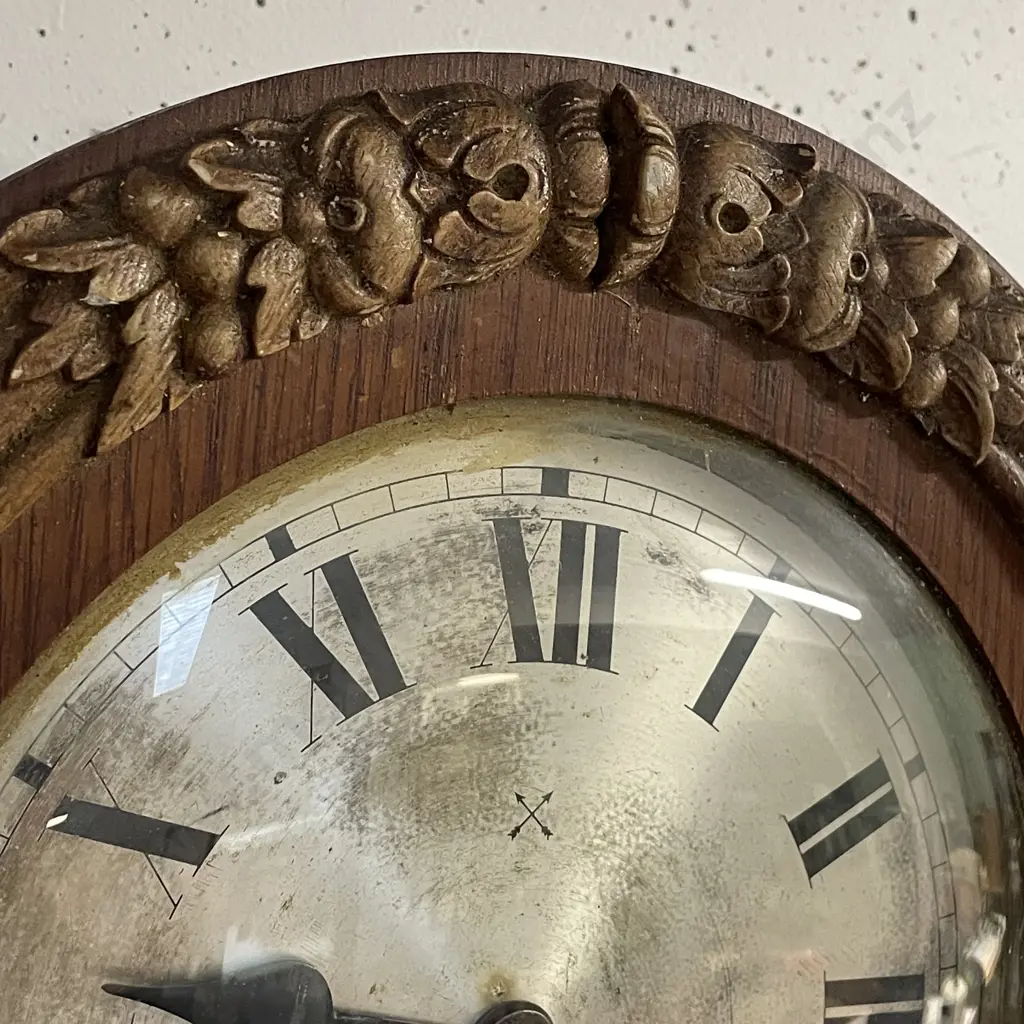 Vintage H.A.C Clock. Made in Wurttemberg, Germany. Oak Cased, Wall Hung with Key. H770 W33 D17cm Image 1++