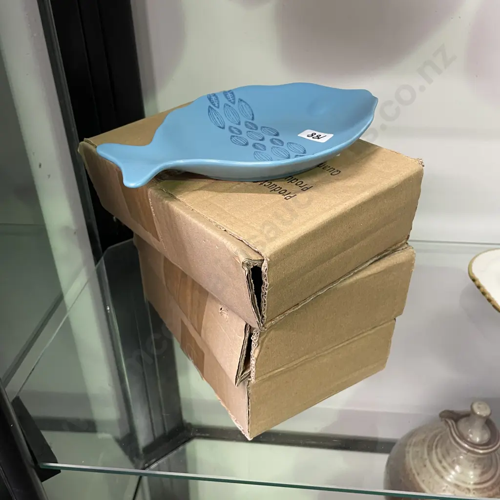 Set of 13 Jason Stacking Entree Fish Plates. Teal Blue colour Image 1++
