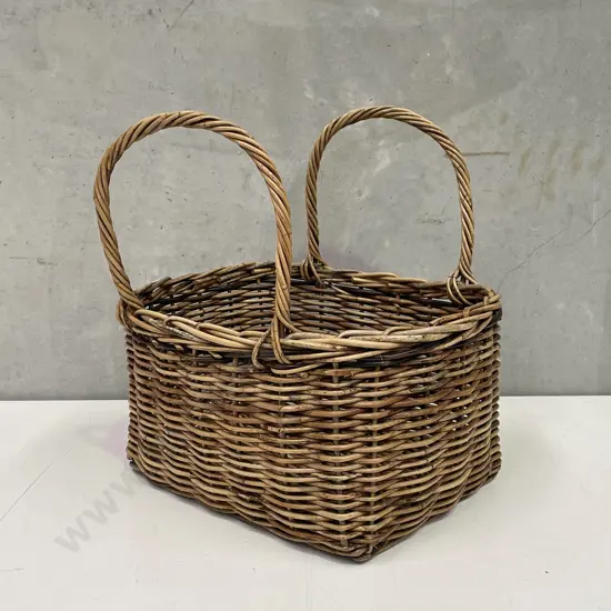 Vintage Handled Cane Basket 46 x 40cm