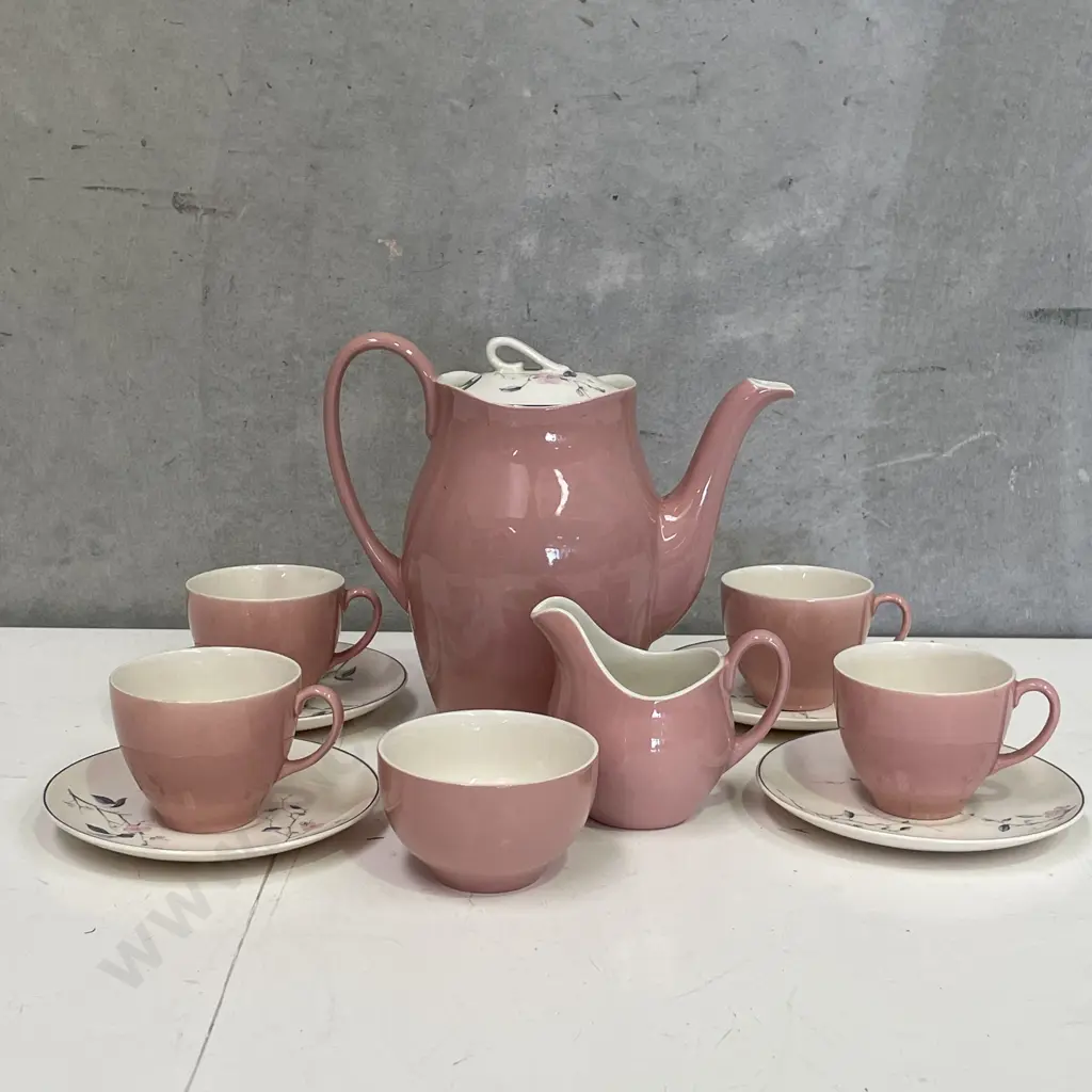 Johnson Brothers Mid Century "Pink Blossom" Coffee Set Image 1++