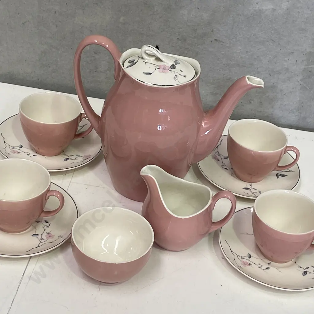 Johnson Brothers Mid Century "Pink Blossom" Coffee Set Image 1++