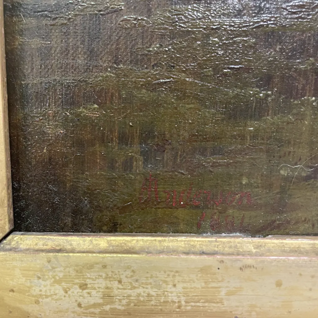 Original Signed "Anderson"? 1884 Oil on Canvas Artwork. 101x70cm. Frame af Image 1++