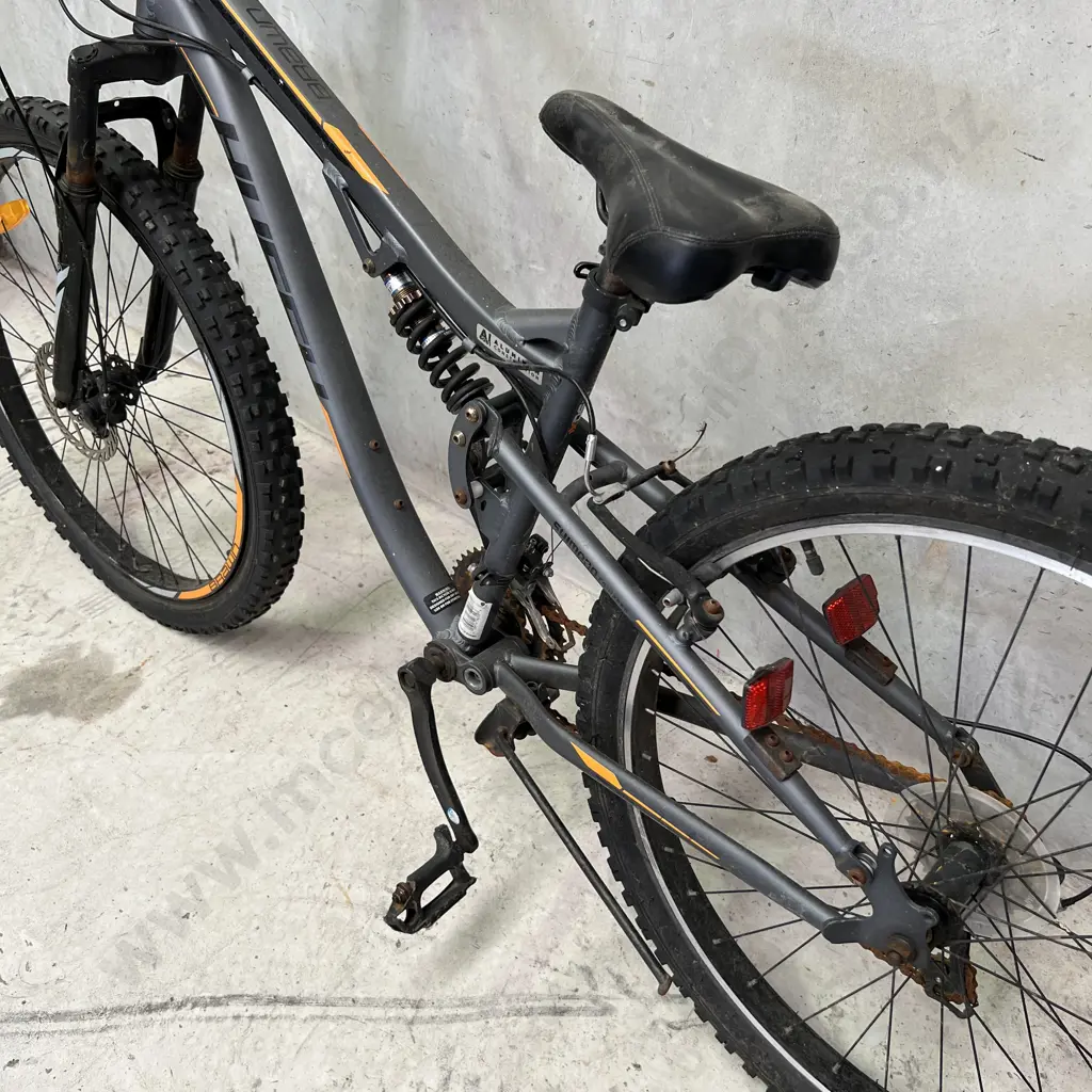 Huffy Brawn 70cm Mountain Bike. Grey with black and orange. Serial No. AH21B043725 Image 1++
