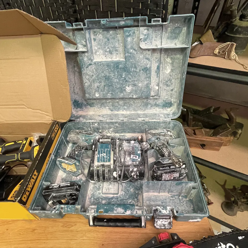 Cased Makita Drills, DDF453 Cordless Driver Drill and DTD146 Cordless Compact Drill Driver. Incl 2 Batteries and Charger Image 1++