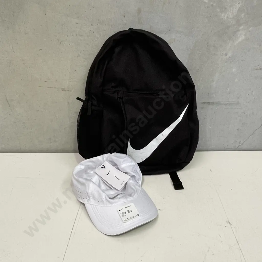 As New White Nike Cap with Nike Backpack Image 1++