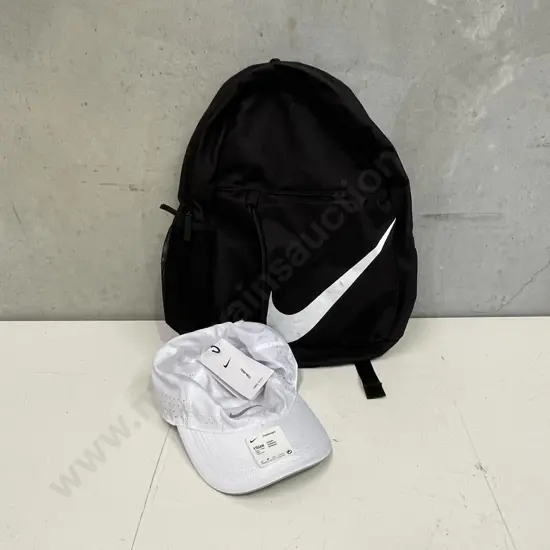 As New White Nike Cap with Nike Backpack