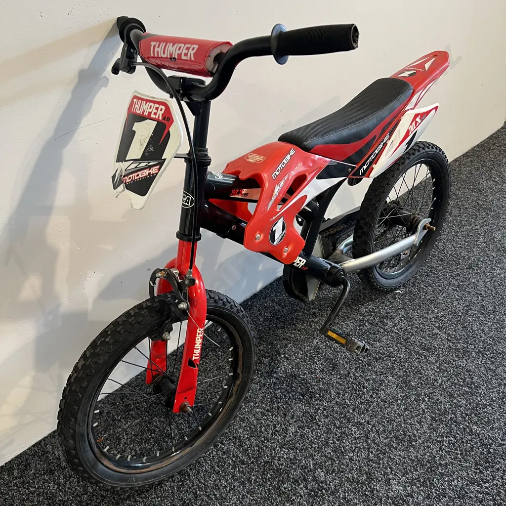 Red Black and White Thumper Motobike BMX Bike, Childs size Image 1++
