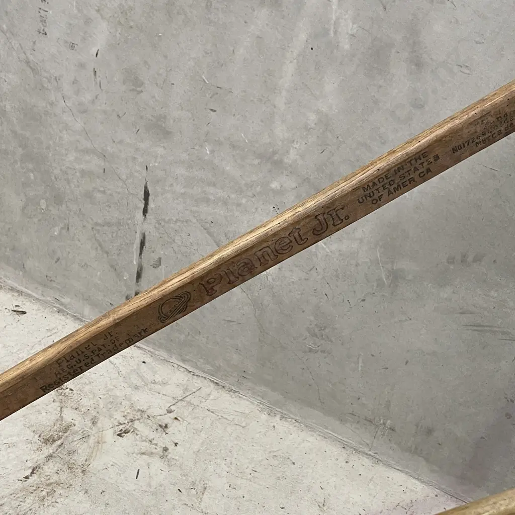 Planet JR Vintage Plow/Hoe. Cast Iron Wheels and Plow with Wooden Handles. L180cm Image 1++