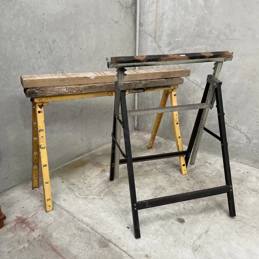 Folding Saw Horse with one other folding bench Image 1++