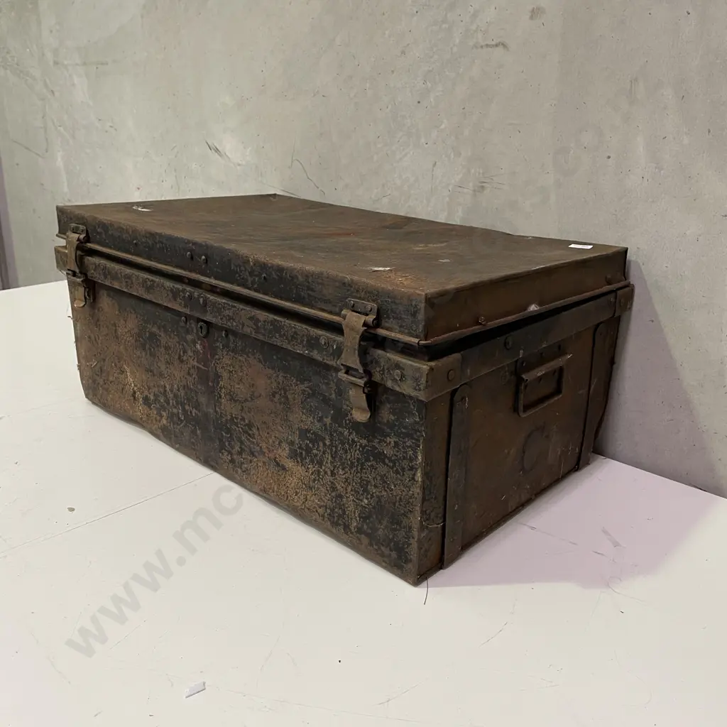Vintage Tin Chest with Assorted Tools. 75 x 50 H32cm Image 1++