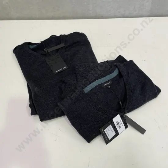 As New Berlin 100% Merino Wool Jumpers x 2: L and 2XL