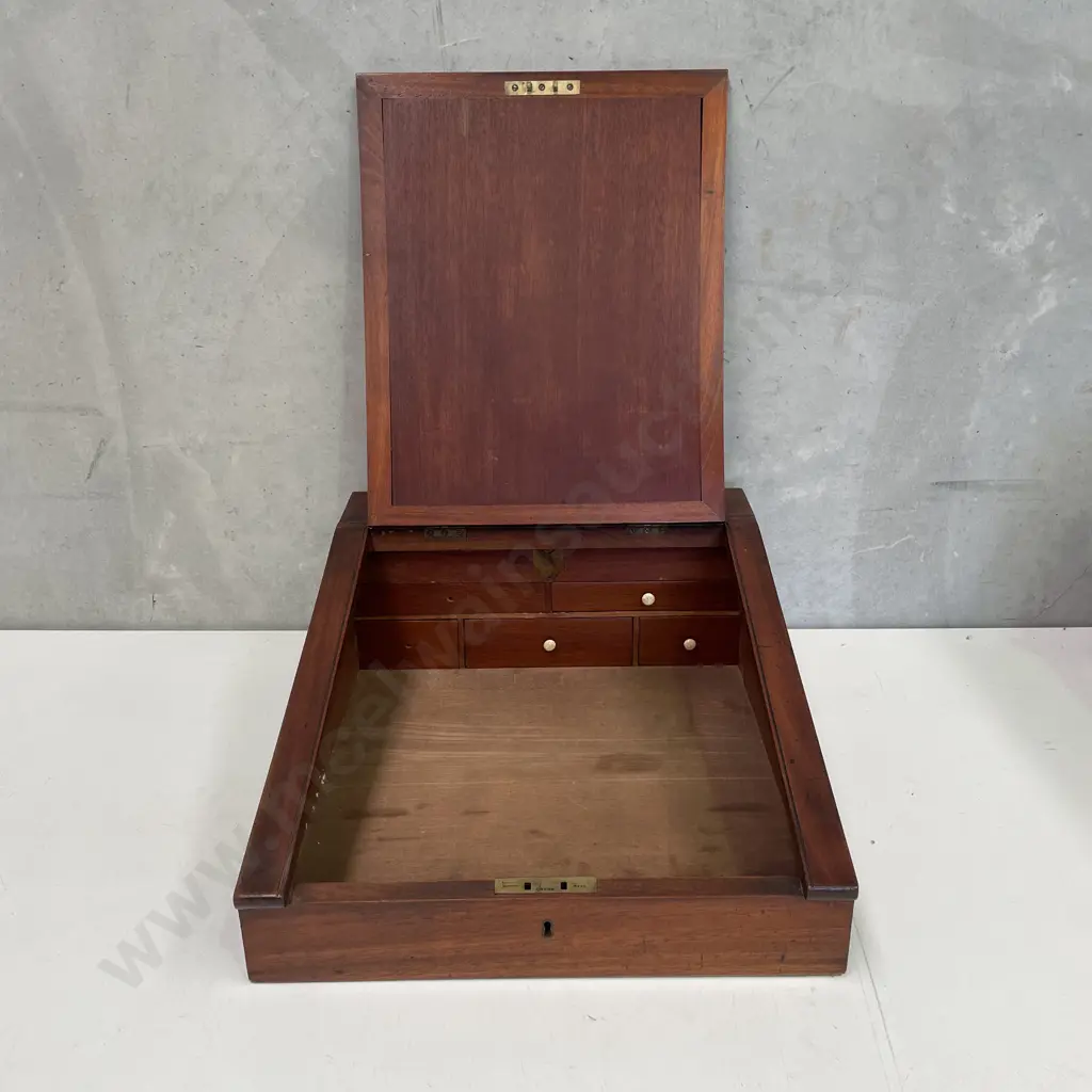Magnificent English 19th Century Campaign 7 Drawer Chest with Drop Front Desk. H1.48m W1.07m D60cm Image 1++