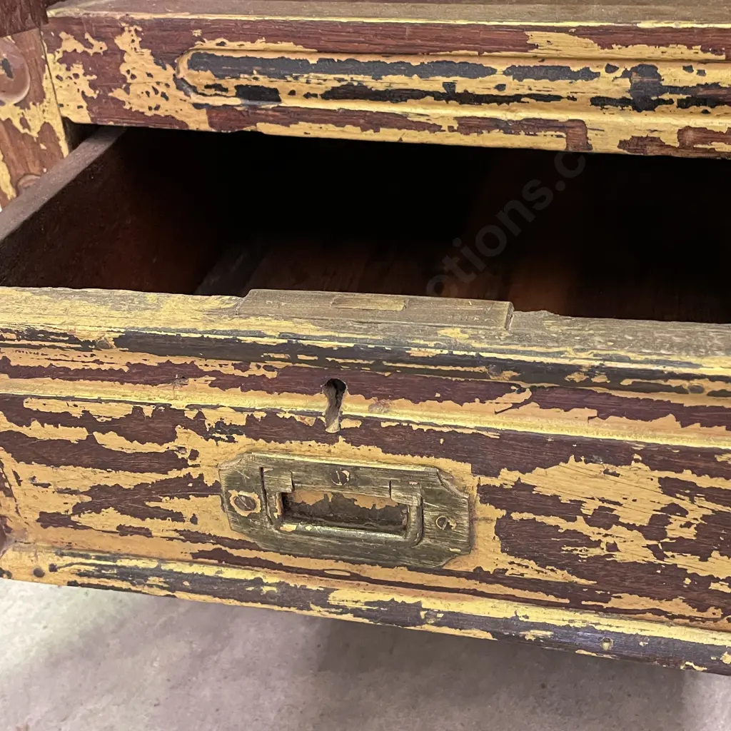 Stunning Solid Teak 2 Door, 3 Drawer Cabinet. Carved Sunburst panels. Rustic paint washed effect. H1.43m D48cm W1.16m Image 1++