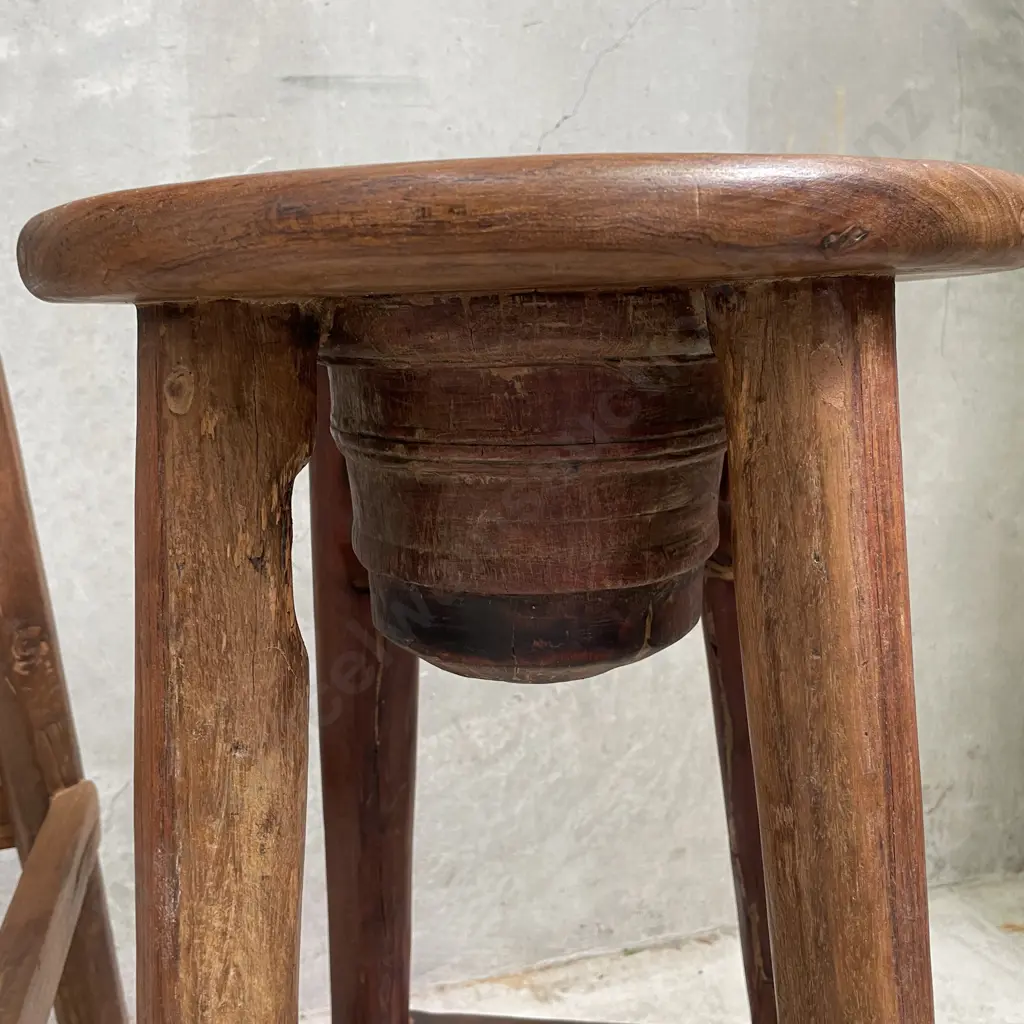 3 Piece Solid Teak Bar Leaner with two Barstools. Table H1.12m Top 60cm sq. Stools H75cm Image 1++