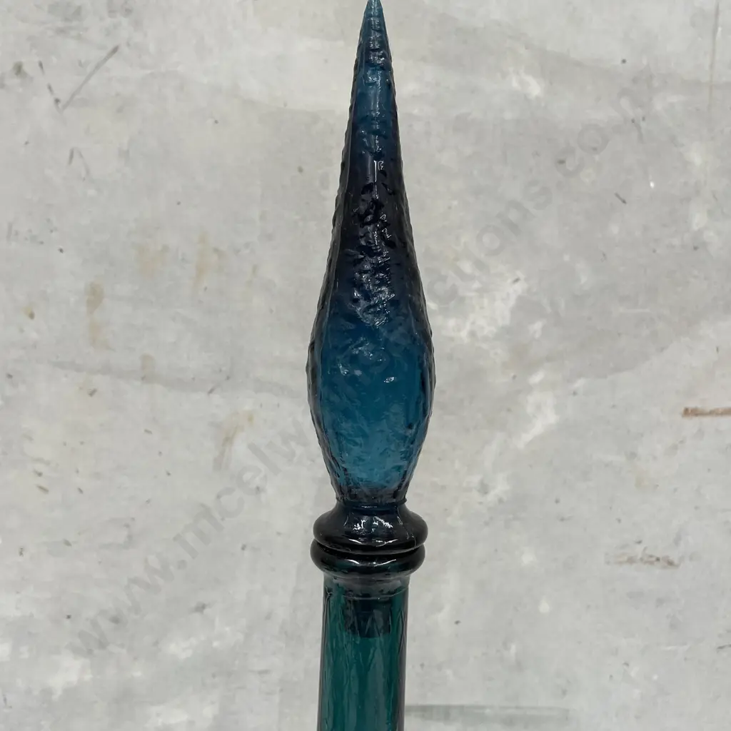 Vintage Italian Empoli? Teal Glass Genie Bottle (different Stopper). Original Label Image 1++