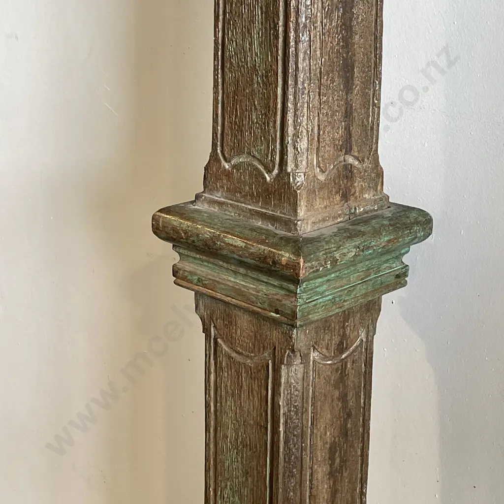 Vintage Teak Carved Column/Pillar with square inserts H2.5m Image 1++