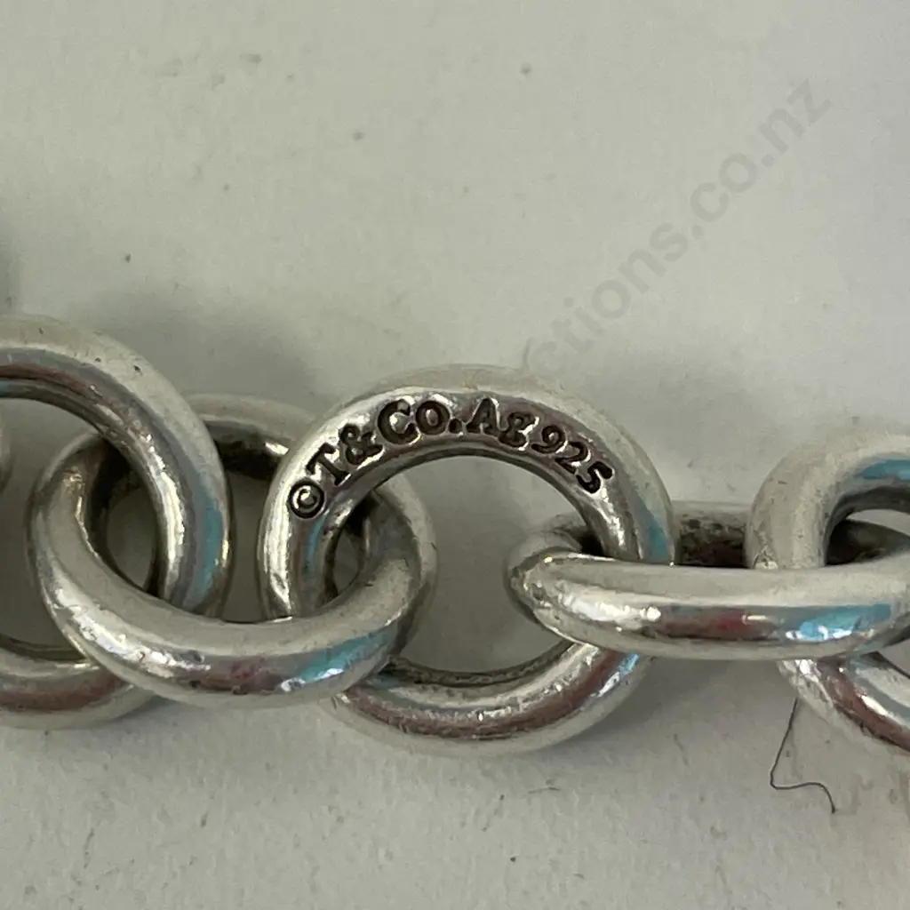 Tiffany and Co Sterling Silver Heavy Link Bracelet with Heart Pendant. Stamped as shown in pics Image 1++