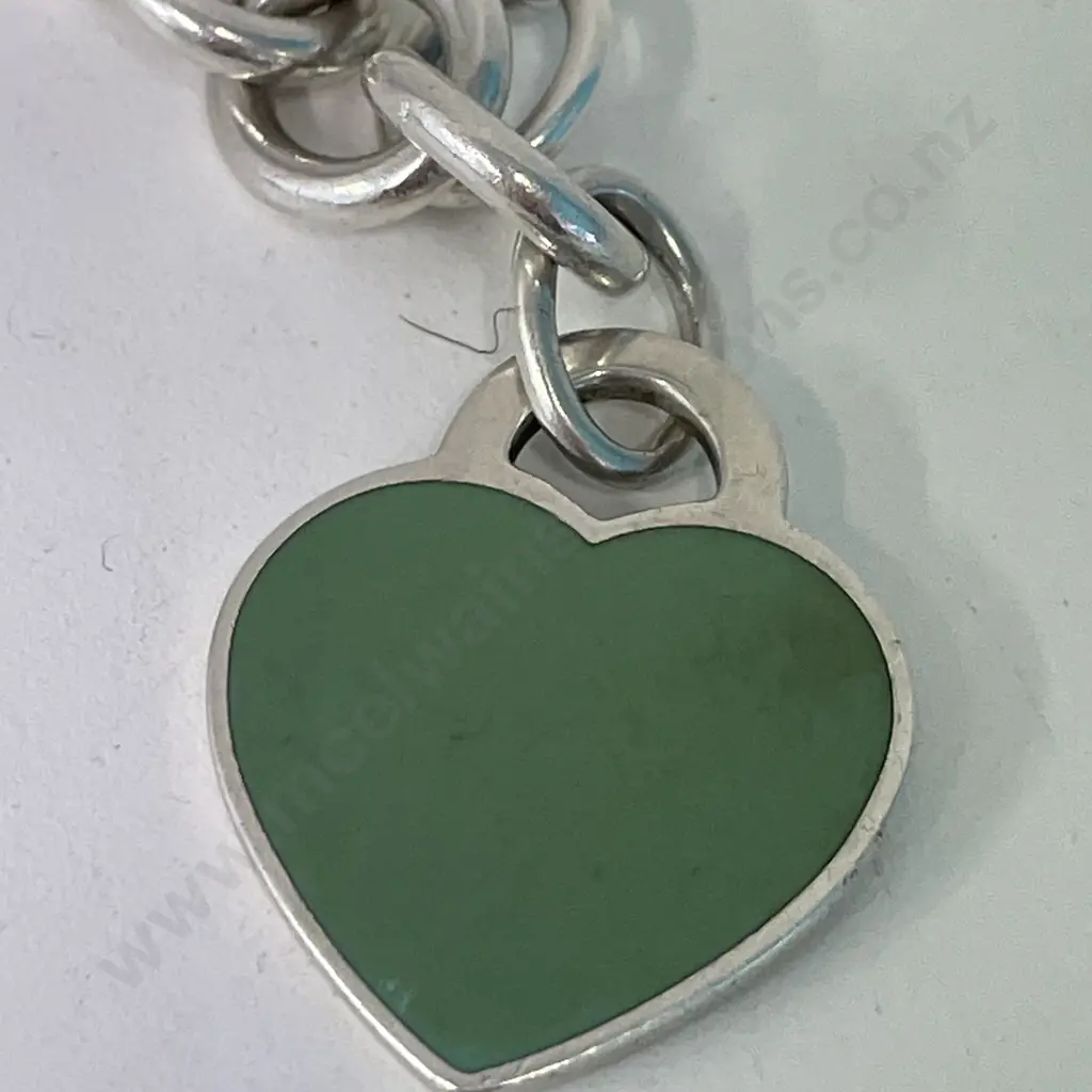 Tiffany and Co Sterling Silver Heavy Link Bracelet with Heart Pendant. Stamped as shown in pics Image 1++