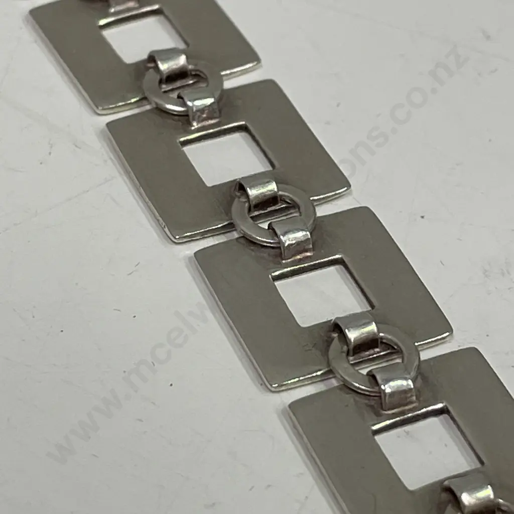 Sterling Silver (stamped 925) Square Link Bracelet Image 1++