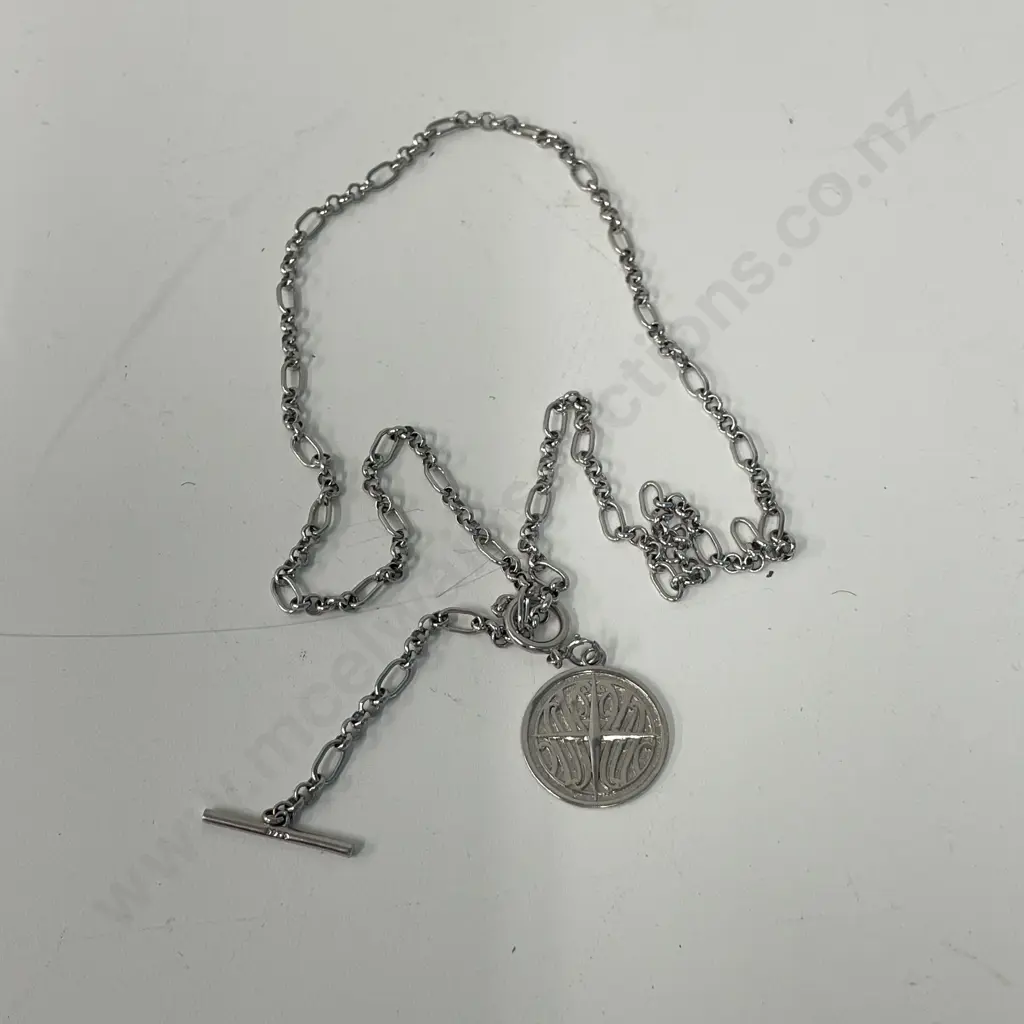 Sterling Silver Fob with Pendant and Chain Image 1++