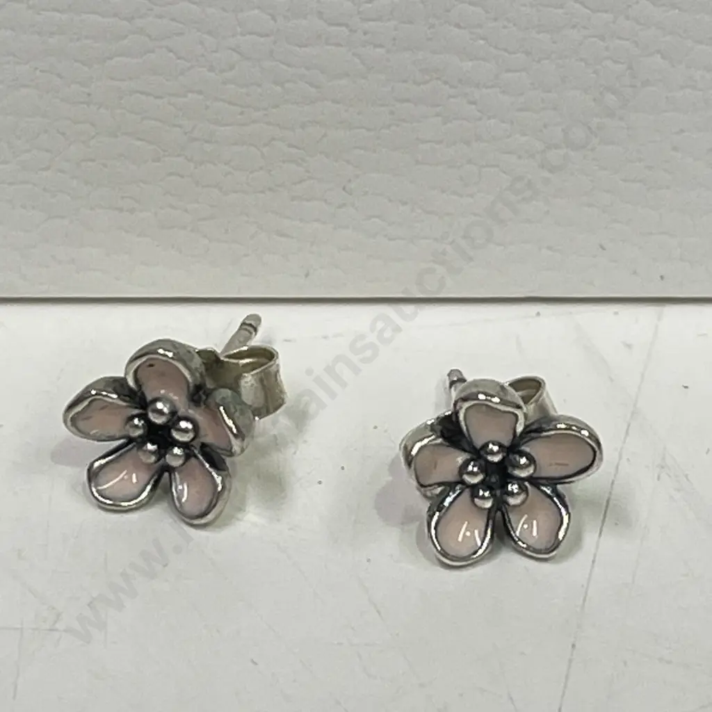 Boxed Sterling Silver (stamped 925) Pandora Earrings Image 1++