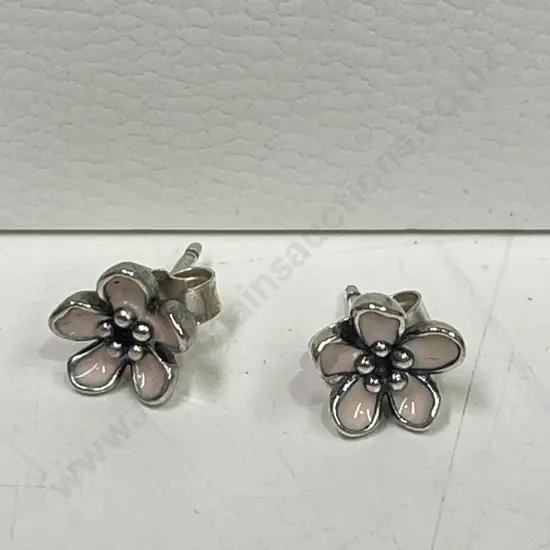 Boxed Sterling Silver (stamped 925) Pandora Earrings