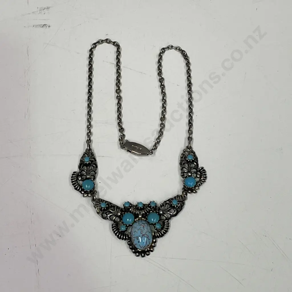 Vintage Turquoise Necklace. Stamped England Image 1++