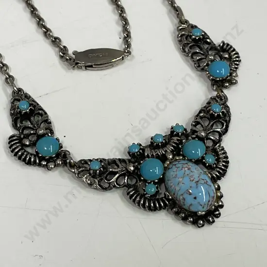 Vintage Turquoise Necklace. Stamped England