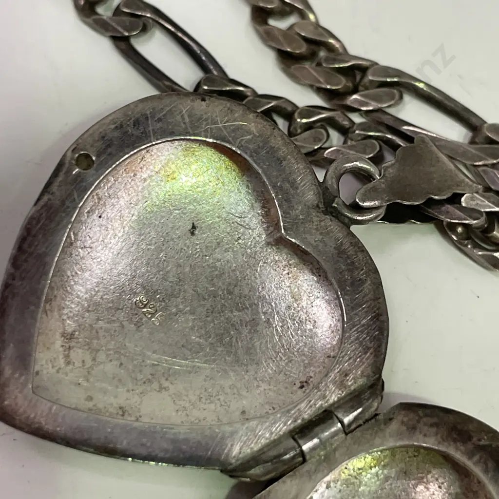 Sterling Silver (stamped 925) Heart Locket Pendant with Sterling Silver Heavy Link Chain (L60cm) Image 1++