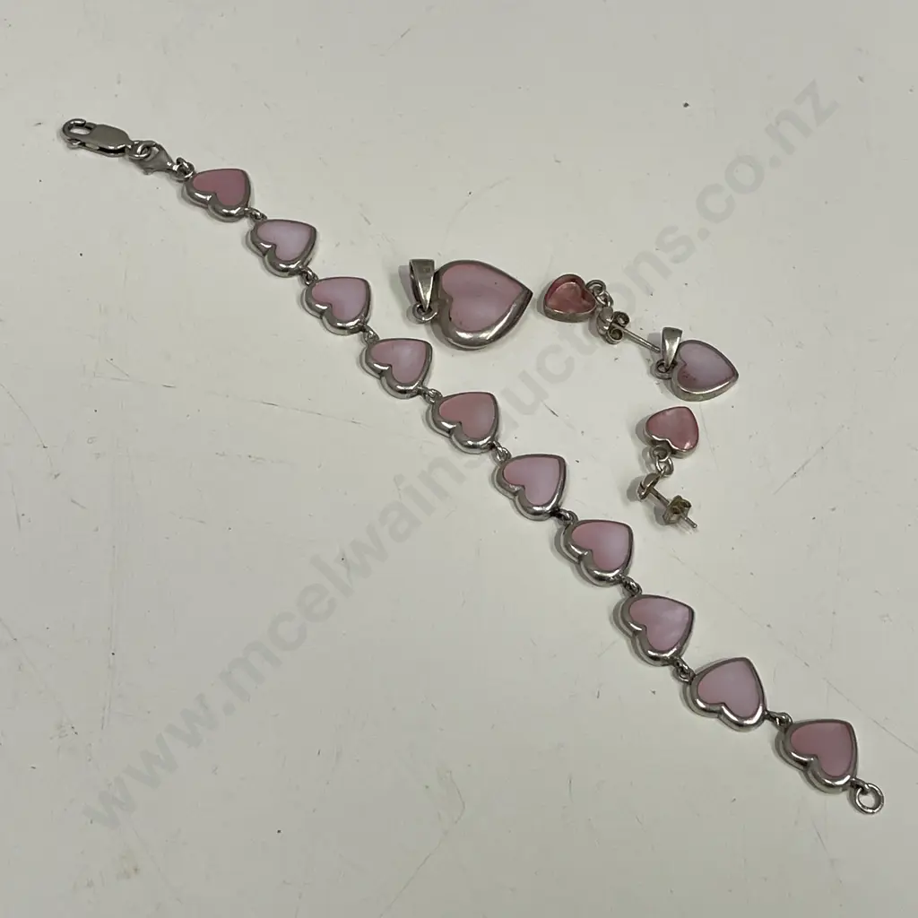 Assorted Sterling Silver mounted Pink Stone Jewellery Image 1++