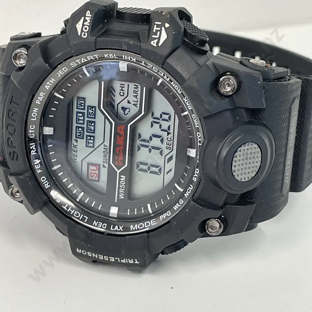 Haka Sport Water Resistant Triple Sensor Mens Watch. Working Image 1++