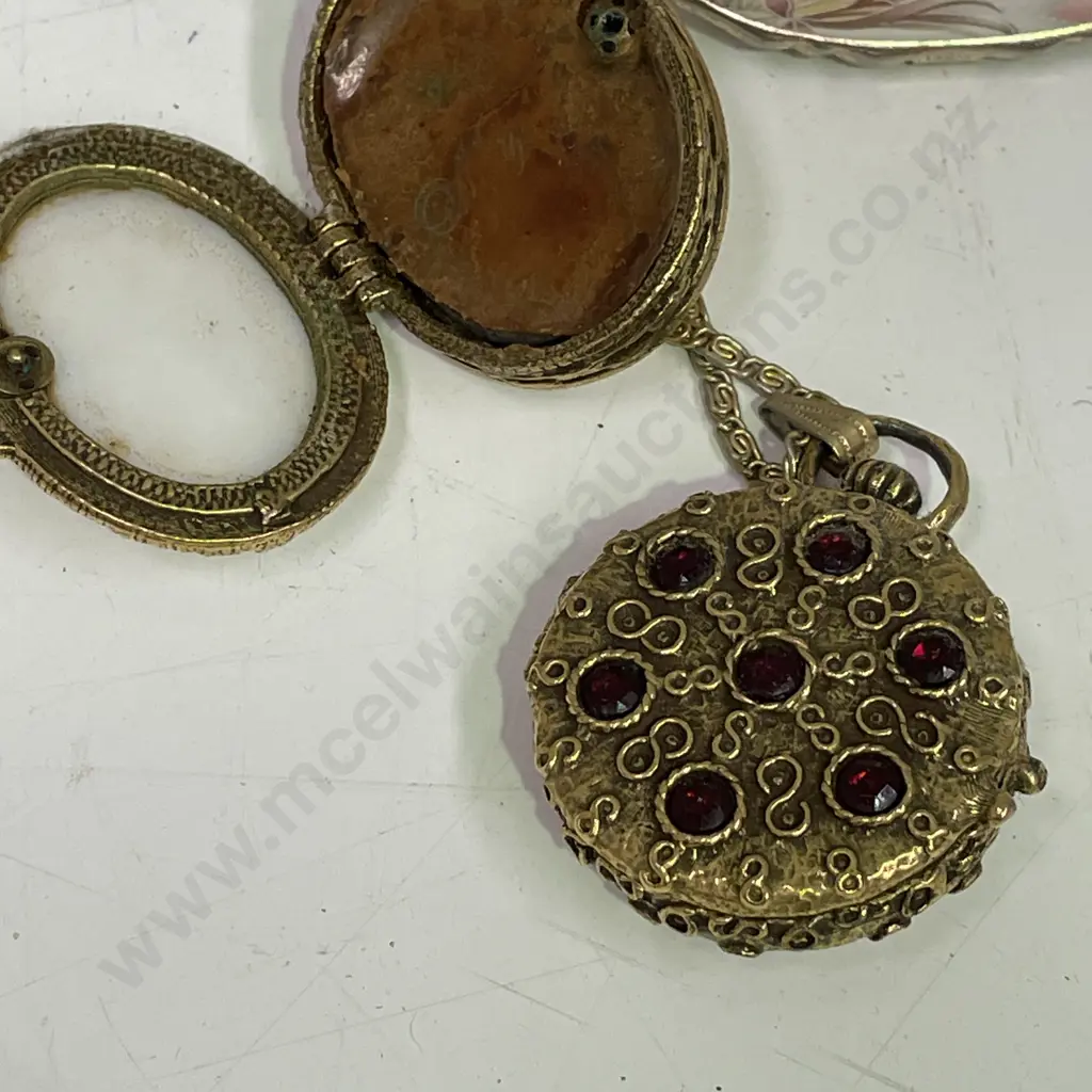 Vintage Brooch and Earring Sets with Lipstick Holders and Lipstick Lockets won Chains Image 1++