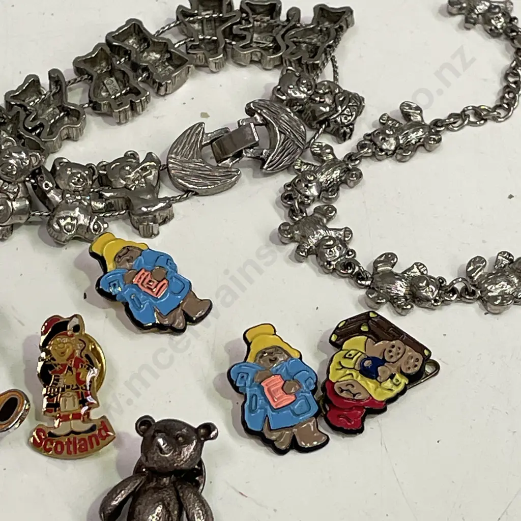 Teddy Bear Bracelets x 2 with Bear Pins Image 1++