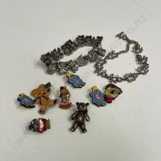 Teddy Bear Bracelets x 2 with Bear Pins