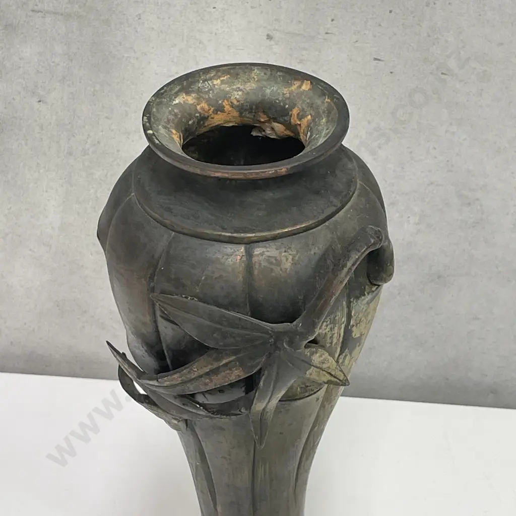 Vintage Bronze/Brass? Art Nouveau Relief Vase. H31cm Image 1++