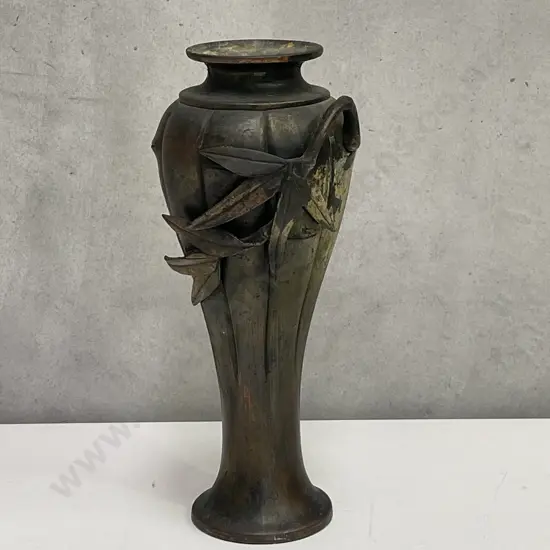 Vintage Bronze/Brass? Art Nouveau Relief Vase. H31cm