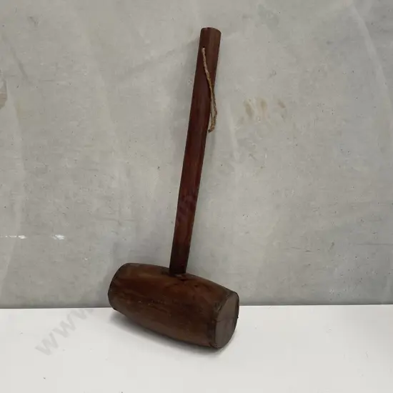 Large Vintage Wooden Mallet with Iron detail. H73cm W32cm