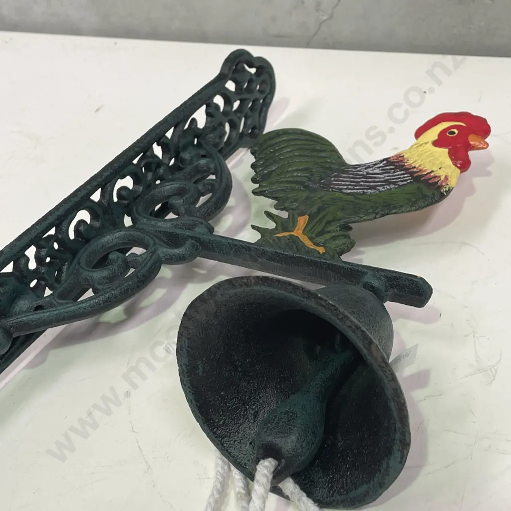 Painted Cast Iron Rooster Hanging Door Bell. H36cm Image 1++