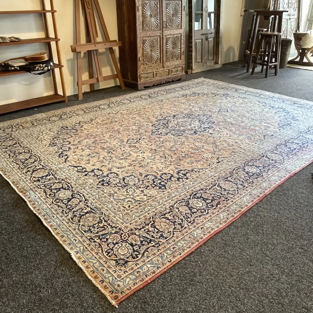 Extra Large Persian Isfahan Kashan 100% Wool Floor Rug, 3.8 x 2.75m Image 1++