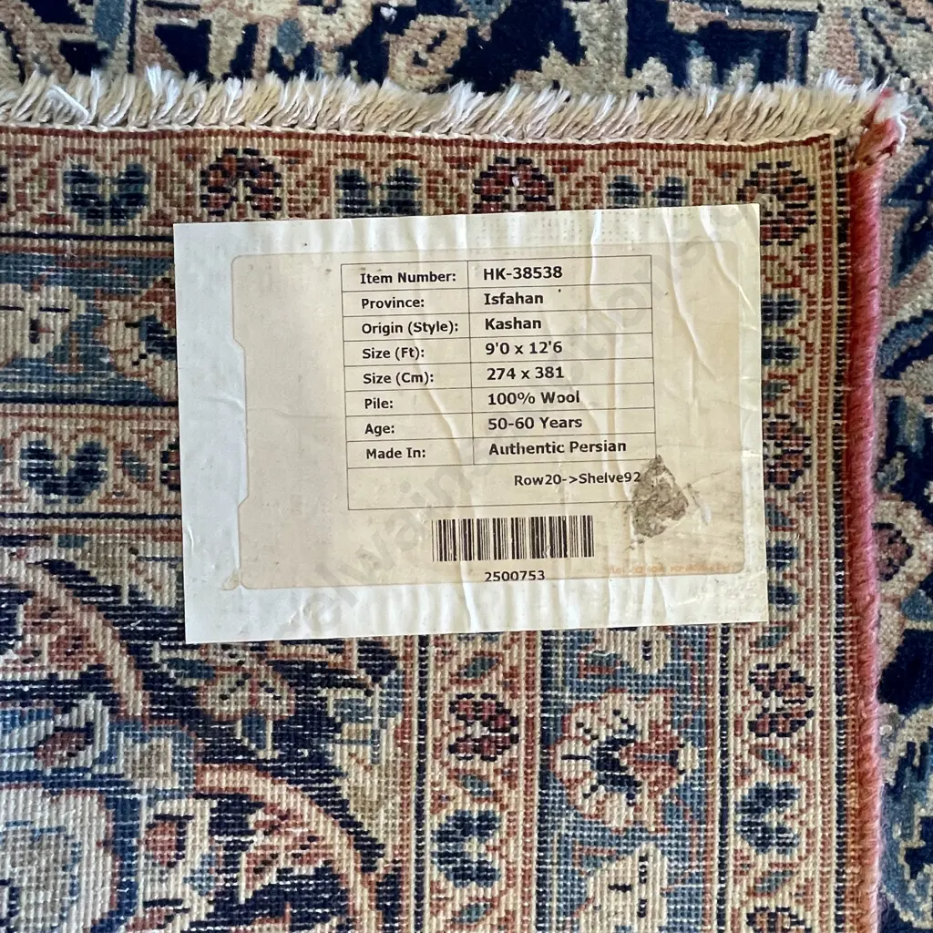 Extra Large Persian Isfahan Kashan 100% Wool Floor Rug, 3.8 x 2.75m Image 1++