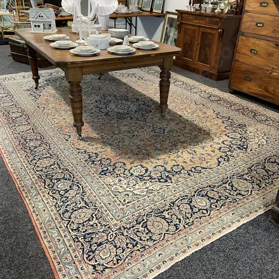 Extra Large Persian Isfahan Kashan 100% Wool Floor Rug, 3.8 x 2.75m