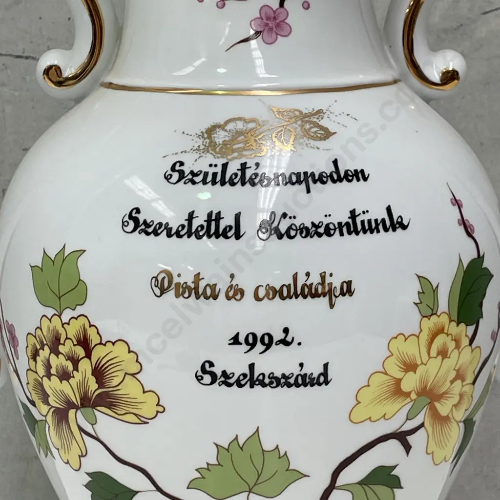 Large Hollohaza Hungarian two handled Porcelain Vase. H41cm Image 1++